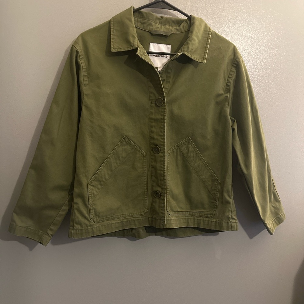 Madewell Baylow Cropped Jacket XXS Olive Utility Cotton Chore Minimalist - Picture 8 of 11